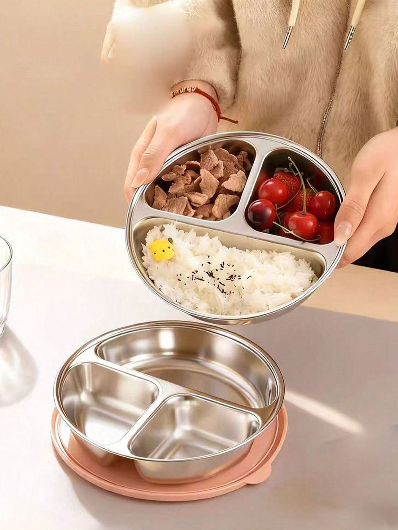 Baby Food Steamer - Stoombak met drie compartimenten voor babyvoeding,