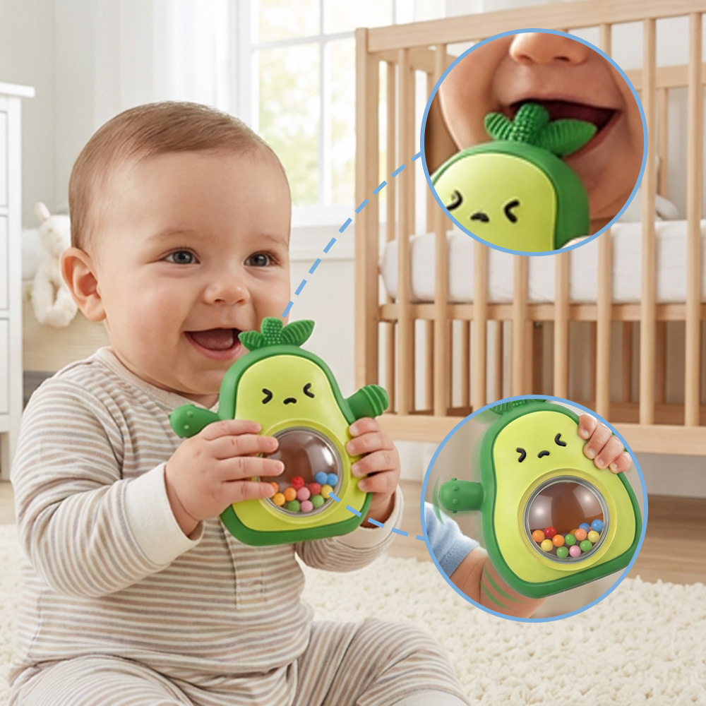 Baby Food Bites - Avocado Baby Bijtring Voedselveilige siliconen bijtspeeltje