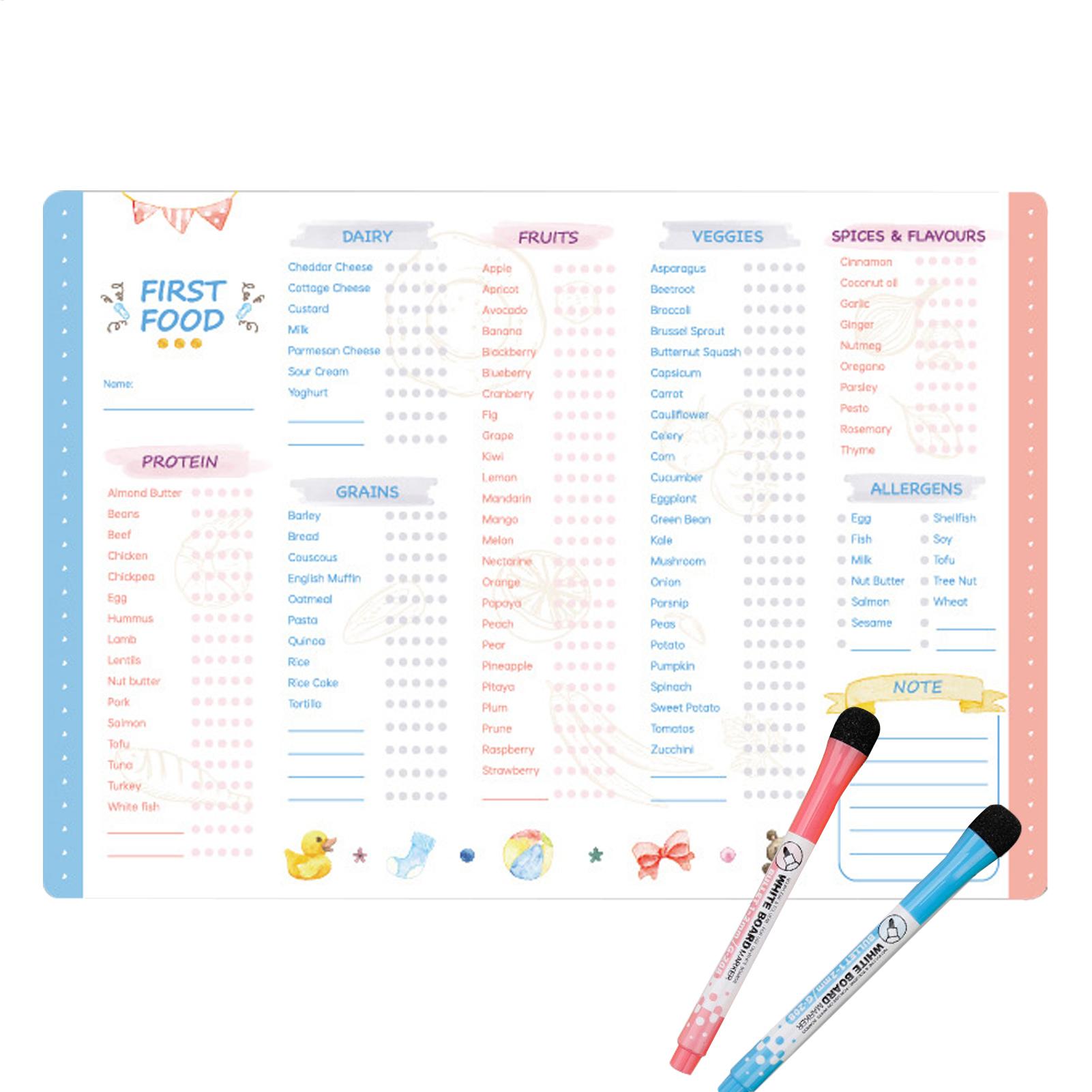 Baby Food Checklist - First Foods Chart Magnetische checklist voor
